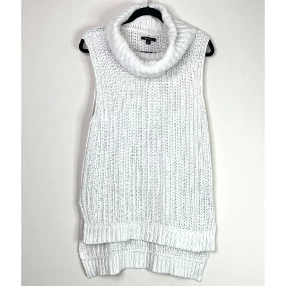 Ella Moss White Sleeveless Cowl Neck Sweater
